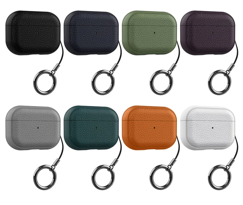 Litchi Leather Case For AirPods 4 3 2 1 Business Earphones Cases For Apple AirPods Pro 1st 2nd Gen Cover Headset Shell With Hook