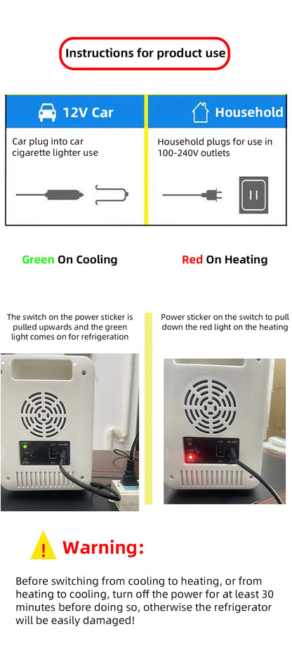 4L Mini Beauty Fridge for Skincare Car & Home Dual Use Cooling Heating Makeup Refrigerator Travel Cosmetic Face Cream Fridge