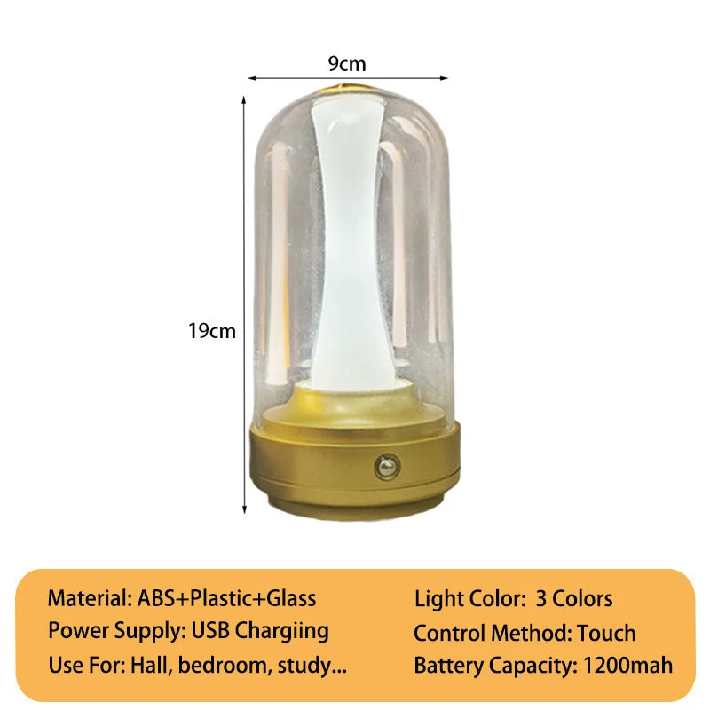 Dimmable Candle Room Lamp Rechargeable Touch Waterproof Reading Mood Light For Home Bedside Bar Desk Outdoor Mushroom Lamp
