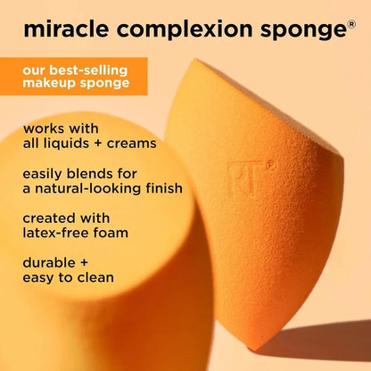 Real Techniques Skin Sponge, Makeup Blender, Liquid Base & Cream, Professional Makeup Tool Without Stripes, 4 Free Units