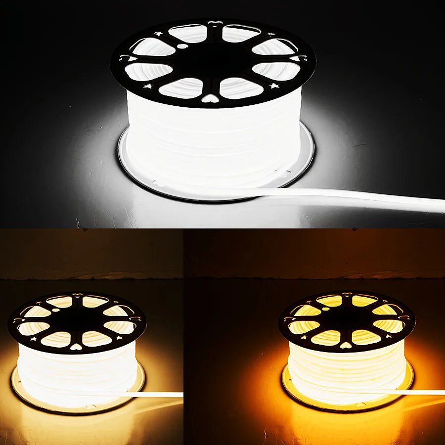 COB LED Strip 220V Switch/Dimmable Power EU Plug 288LEDs/m 3000k 6000k RA90 Outdoor Garden FOB LED Tape Bedroom Kitchen Lighting