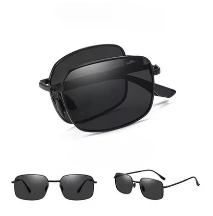 Fashion Foldable Polarized Sunglasses Vintage Men Women High-quality Photochromic Portable Folding Metal Frame Glasses UV400