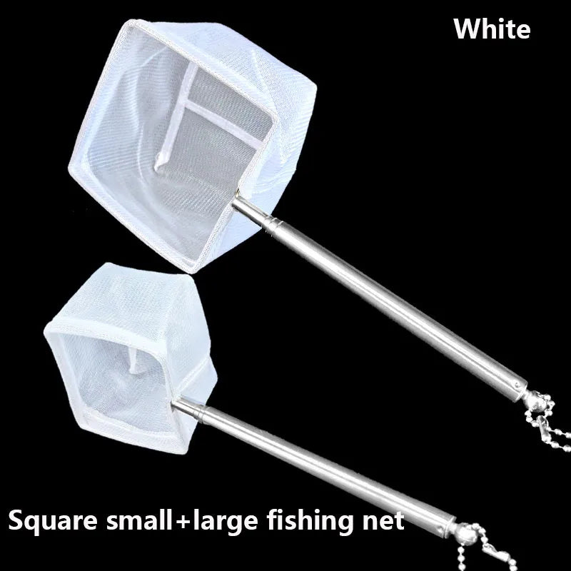 Aquarium Square Fishing Net With Suction Cup Extendable Long Handle Fishing Gear For Catching Fish Shrimp Tank Clean Accessories