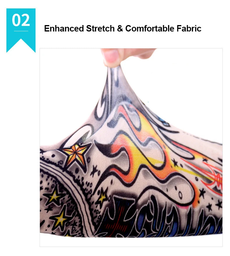 6 PCS Tattoo Sleeves Unisex Summer Cycling Sun Protection Arm Covers Beach Driving Fishing Breathable Nightclub Elastic Sleeves