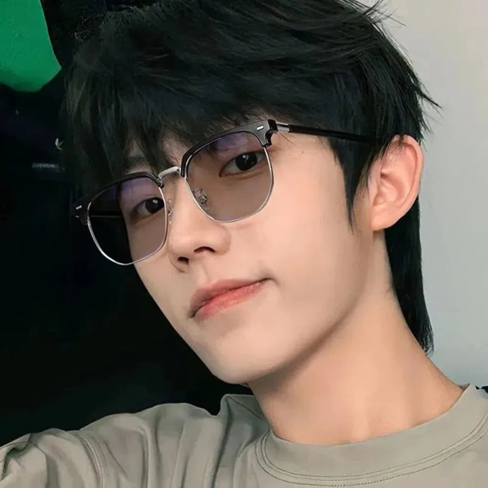 Photochromic Anti Radiation Glasses Eyeglass Eyeglasses for Woman Men Vintage Eyebrow Frame Glasses Fashion Eyewear
