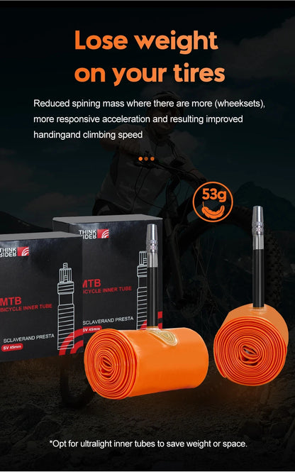 ThinkRider 1PSC Ultralight Bike Inner Tube 26 27.5 29 Inches MTB Bicycle TPU Material Tire 45mm French Valve Super Light