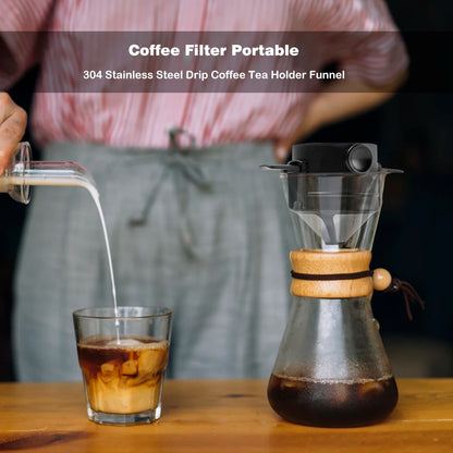 Foldable Portable Coffee Filter Coffee Maker Stainless Steel Drip Coffee Tea Holder Reusable Paperless Pour Over Coffee Dripper