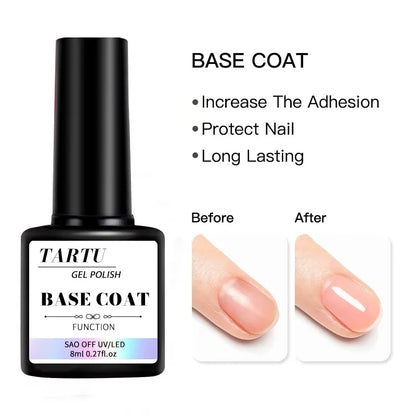 1pc/2pcs/3pcs 8Ml Functional Gel Nail Art Set with Base Coat and Diamond Top Coat,Matte Top ,Soak Off  for Nail Art Design Tool