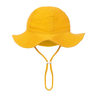 Floral Print Baby Bucket Hats Adjustable Solid Caps for Infant Boys Girls Sunscreen Outdoor Beanies Beach Fishing Headwraps