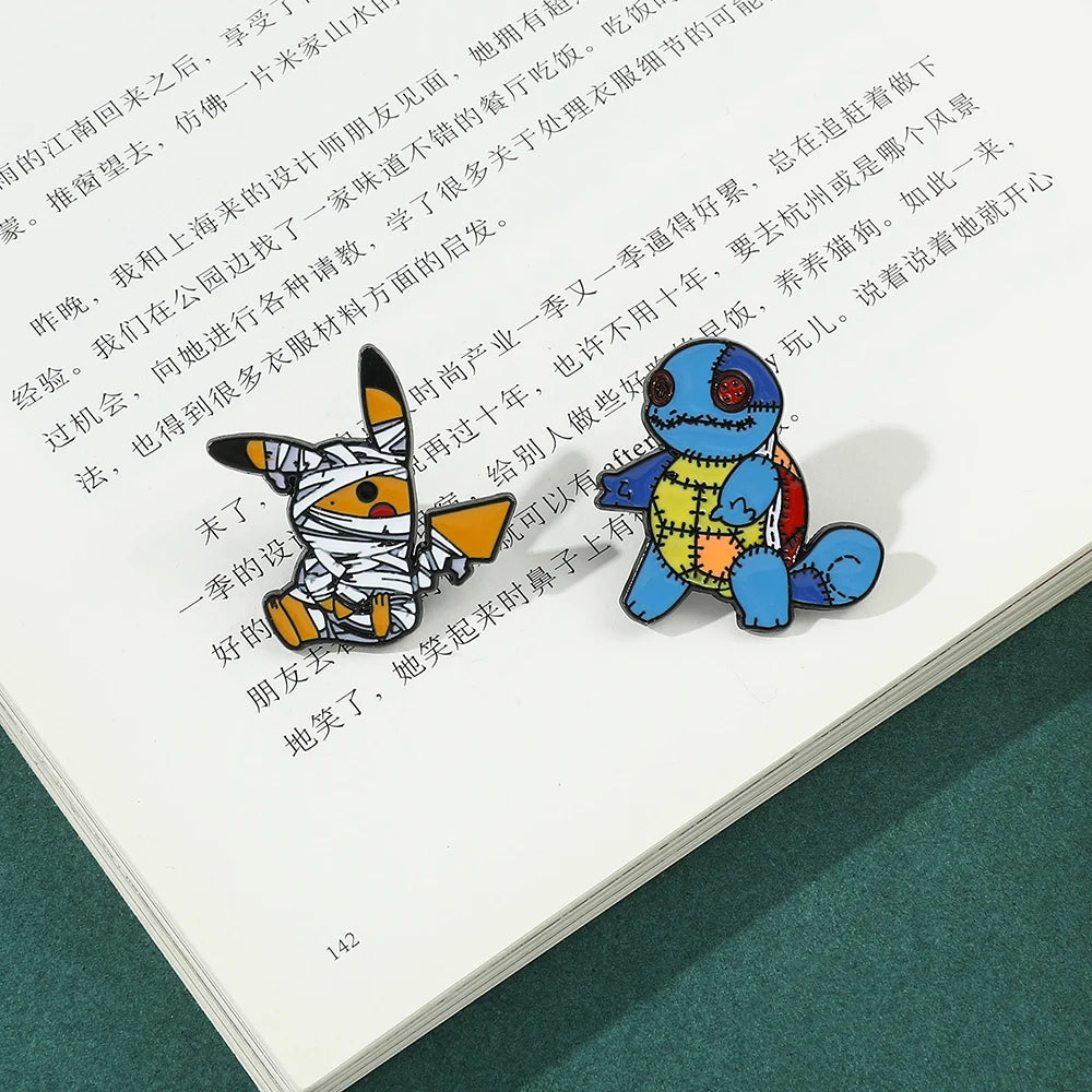 Pokemon Pikachu Game Console Enamel Pins Badges Brooches Japanese Anime Squirtle Funny Punk Denim Jacket Badge Lapel Pin Friend