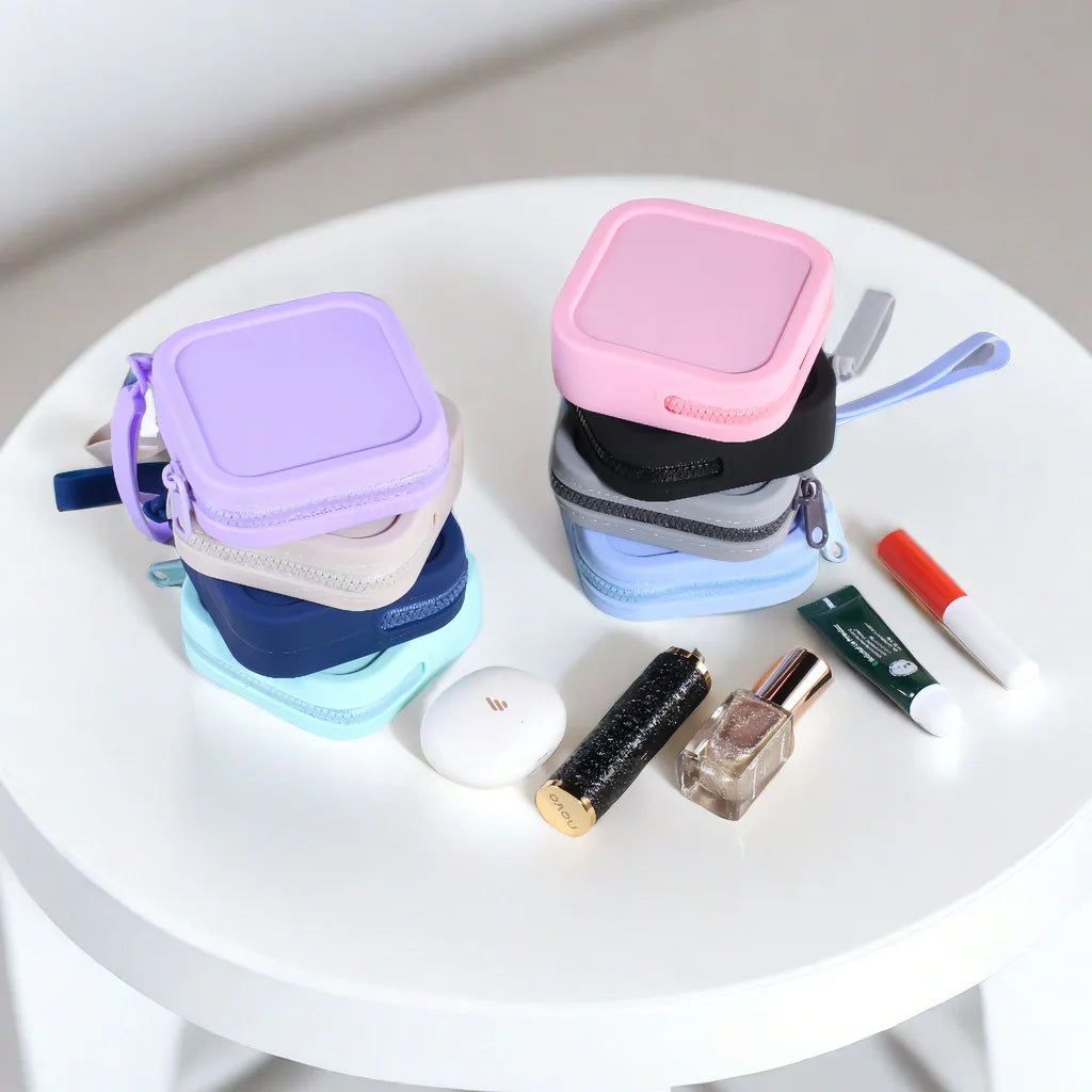 Vintage Silicone Organizer Wallet Coin Purse Waterproof Zipper Earphone Bag Travel Pouch Students