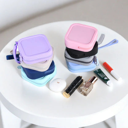 Vintage Silicone Organizer Wallet Coin Purse Waterproof Zipper Earphone Bag Travel Pouch Students