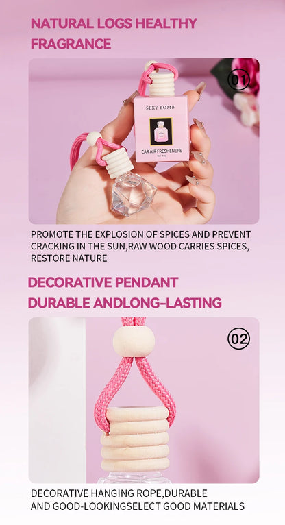 4pcs Pink car fragrance car interior accessories, perfume pendant car supplies, fresh air car fragrance