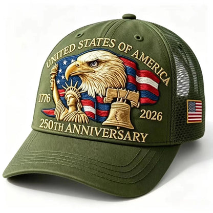 American 250th Anniversary Eagle Print Baseball Cap Unisex Adjustable Mesh Cap Summer Outdoor Sun Shade Breathable Baseball Caps
