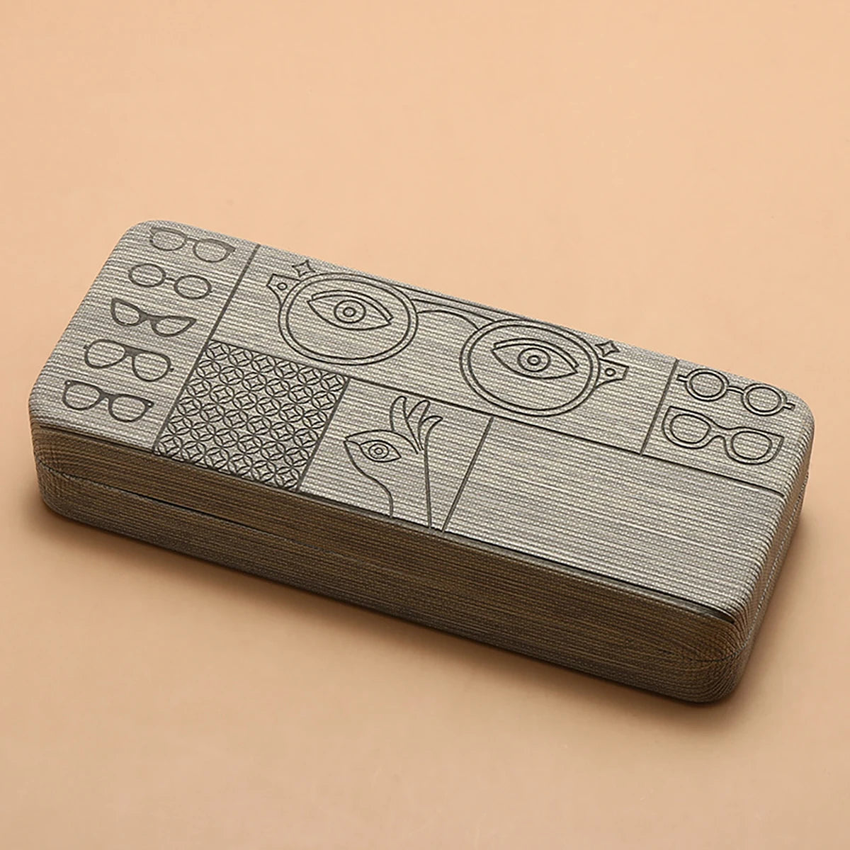 1pc Geometric Pattern Glasses Case Portable Stylish Square Eyewear Holder with Embossed Designs for Men’s Fashion Accessories