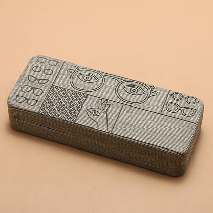 1pc Geometric Pattern Glasses Case Portable Stylish Square Eyewear Holder with Embossed Designs for Men’s Fashion Accessories