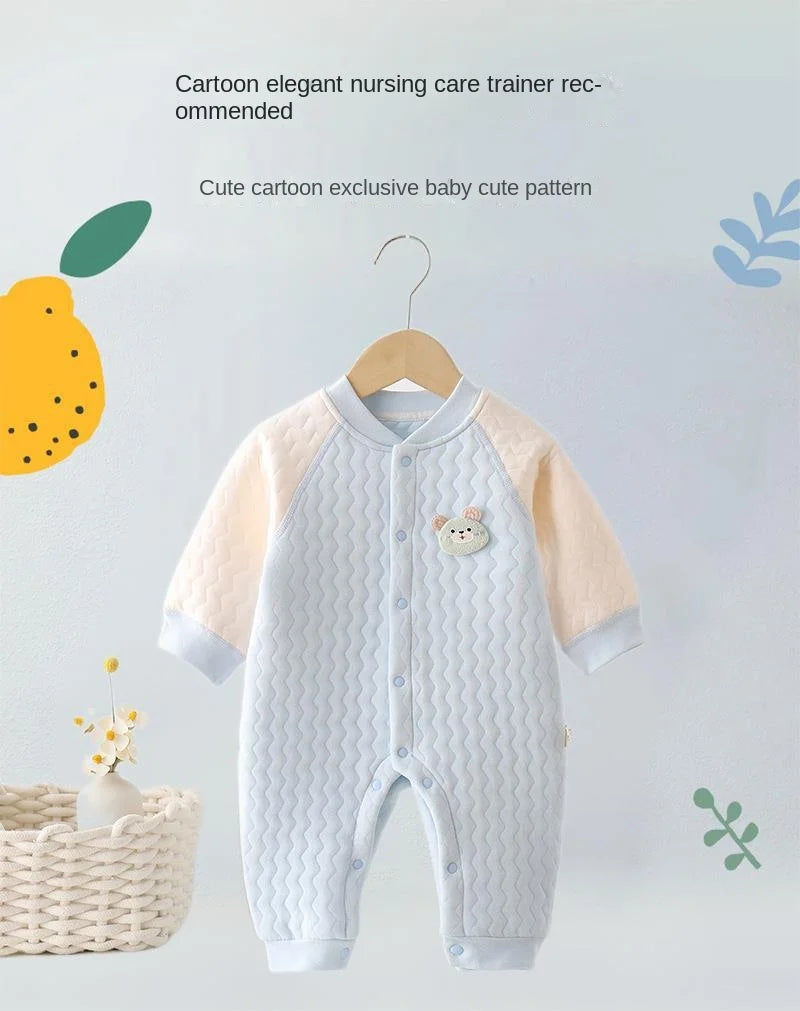 Baby Boneless Bodysuit Newborn Warm Romper Boys and Girls Cartoon Bodysuit Long Sleeve Climbing Suit