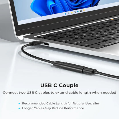 USB C Female to Female Adapter USB C 3.1 Coupler for Connecting Two Type C Cable, for Phone Tablet and Extension Connecto