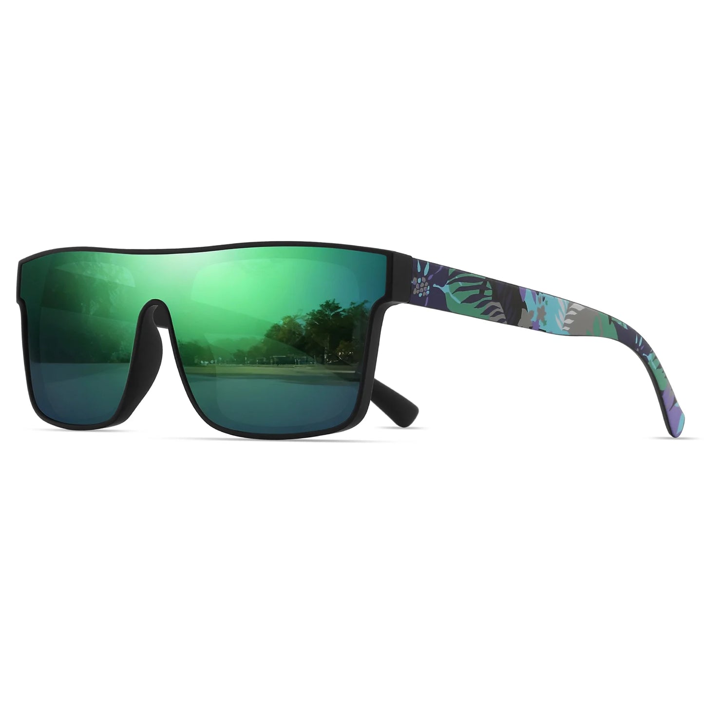 Classic Square Fashion Sports Sunglasses - Patterned Temples, Unisex for Cycling, Hiking, Travel - Perfect Gift