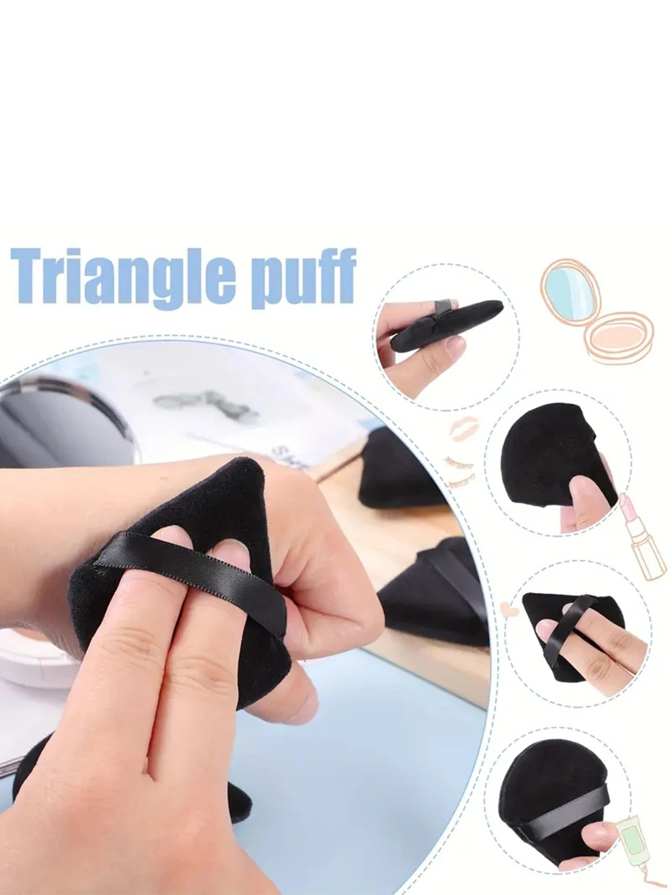 2Pcs/100Pcs  Triangle Powder Puff For Loose Powder Liquid Cosmetic Soft Plush Powder Puff Makeup Foundation Puff Makeup Tool