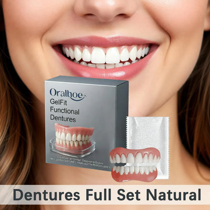 Silicone Dentures  Full Set Soft Safety Easy to Use Perfect Fit Oral Improve Tooth Loss Broken Temporary Denture Kit CK848-LJX
