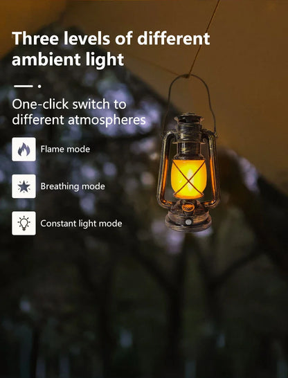 Retro Portable LED Horse Lantern Lamp Rechargeable Hanging Camping Lights 3 Lighting Modes for Desktop Bar Resturant Decoration