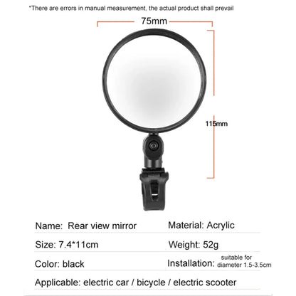 1pc Electric Scooter Rearview Mirror Rear View 360°Rotatable Mini Mirror for Xiaomi M365 M365 Pro Child Bike Scooter Accessories