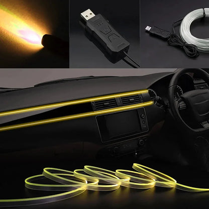 2/3/4/5M RGB Car Interior Atmosphere Light Ambient LED Light Strip USB Fiber Optic Atmosphere Lamp Support APP Wireless Control