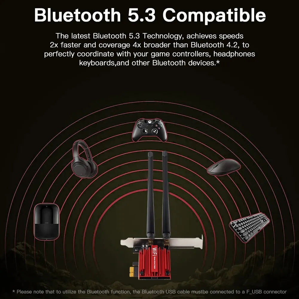 WiFi6E Intel AX210 Bluetooth 5.3 Triple Band 2.4G/5GHz/6GHz WiFi Card 802.11AX AX200 PCI Express Wireless Network Adapter PC