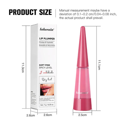 Lakerain Lip Plumper Deep Hydration Long-Lasting Nourishment High-Shine Gloss Shining Voluminous Finish Lip Moisturizing Liquid