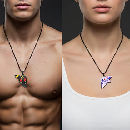 2pcs Eevee Umbreon Espeon Sylveon Jolteon Flareon Necklace Cute Anime Game Charm Jewelry Metal Pendant for Collection