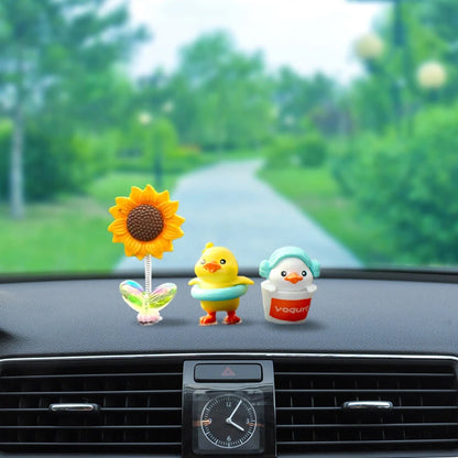 1Set Cartoon Resin Little Yellow Duck Model Car Center Console Decor Cute Car Ornaments Auto Interior Dashboard Accessories