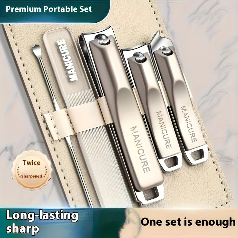 High-Quality 5pcs Nail Care Set Including Nail Clippers a Nano File And an Ear Scoop All Packed in a Portable Storage Case