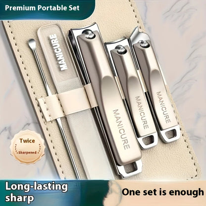 High-Quality 5pcs Nail Care Set Including Nail Clippers a Nano File And an Ear Scoop All Packed in a Portable Storage Case