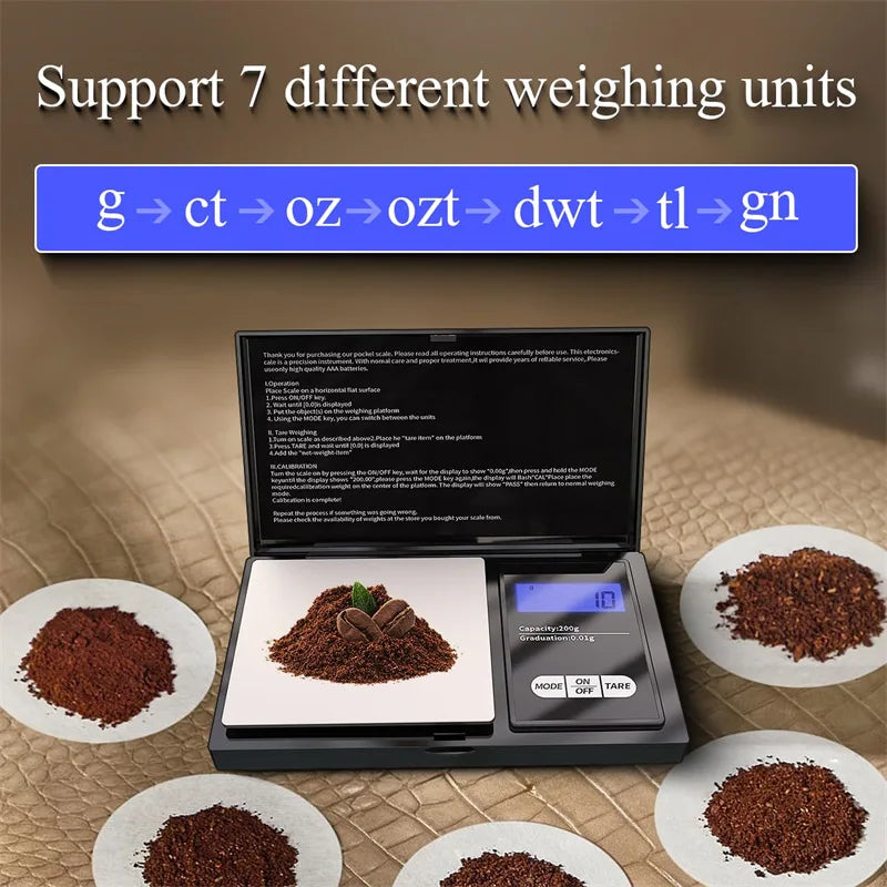 0.01g Jewelry Mini Stainless Steel Electronic Scale Digital Pocket Scale Gold Gram Balance Weight Scale Portable Pocket Scale