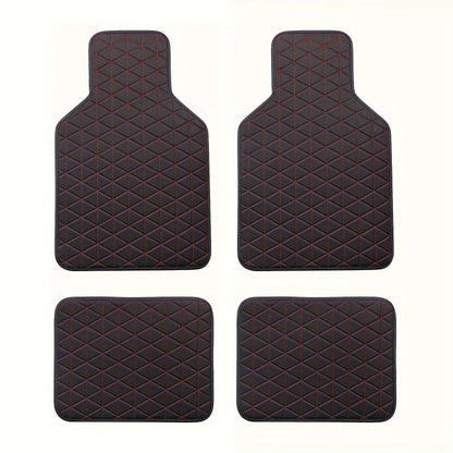4-piece waterproof PU leather car floor mat - durable and fashionable, all-weather protection, easy to clean, enhances interior