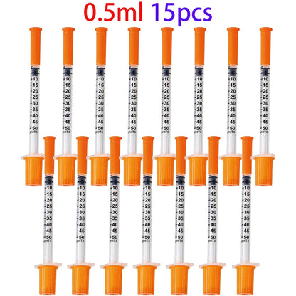 30/15/5Pcs 0.5Ml/1Ml Disposable Plastic Veterinary Syringe with Needle, Suitable for Pets and Farm Animals, Manual Push-Type Syringe with Needle, Farm Animal Syringe, Suitable for Cats, Dogs, Pigs