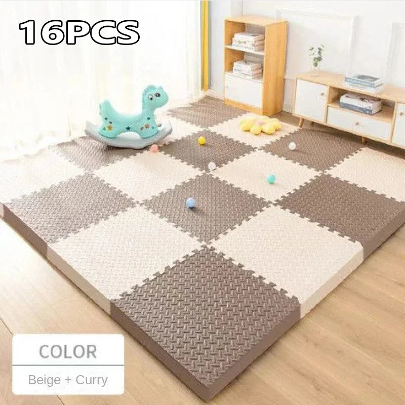 1-16PCS 30*30cm  Sports Gym Protection EVA Leaf Grain Floor Mats Yoga Fitness Non-Slip Splicing Rugs Thicken Shock Room Workout