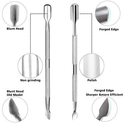 LINMANDA Cuticle Pliers with Cuticle Pusher Stainless Steel Cuticle Remover and Trimmer Perfect For Fingernails and Toenails