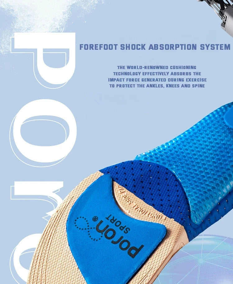 1Pair Sport Silicone Insoles for Shoes High Elastic Shock-absorbing Insole for Feet Arch Support Orthopedic Men Women Shoe Sole