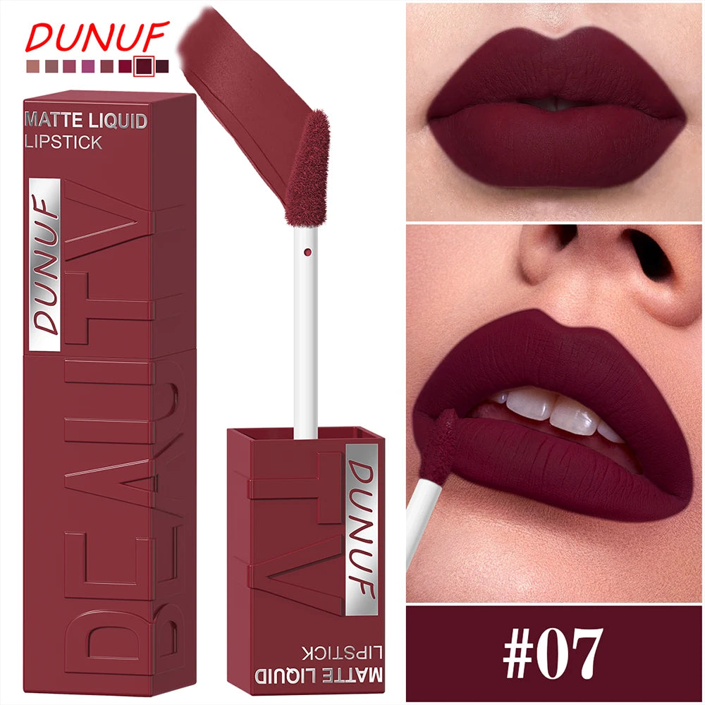 8 Color Nude Brown Matte Liquid Lipstick Velvet Sexy Dark Red Lip Glaze Non-stick Cup Not Easy To Fade Lip Gloss Lipstick Makeup