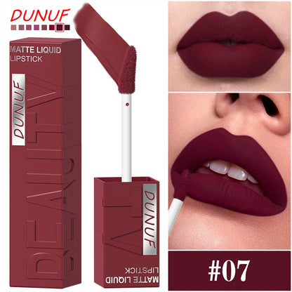 8 Color Nude Brown Matte Liquid Lipstick Velvet Sexy Dark Red Lip Glaze Non-stick Cup Not Easy To Fade Lip Gloss Lipstick Makeup