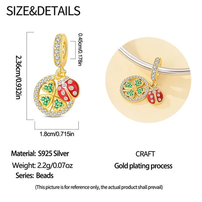 Charms Silver 925 Ladybugs and Cherry Strawberries Pendant Bead Fit 3mm Bracelet Bangle Necklace For Women Luxury Jewelry Making