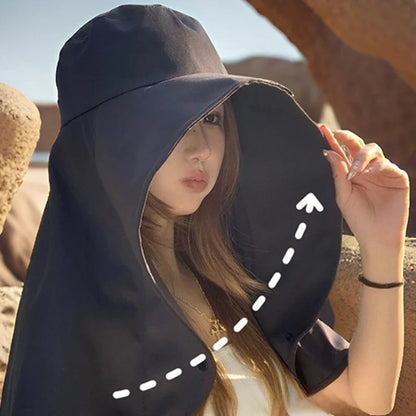 New Sun hat Summer Sunshade Visor Big Hat Outdoor Sunprotection Fishing Hiking Neckprotection Shawl Bucket Hats Sun Supplies