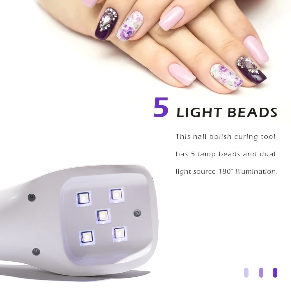 LINMANDA Handheld UV LED Nail Lamp USB Rechargeable Mini Manicure Lamp Nail Dryer With 5 Lamp Beads Quick Drying Gel Nail Polish