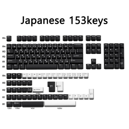 XVX Black White Dual Color Keycap Japan Korean Russian Cherry Profile Front Carving PBT For Magnetic Switch Mechanical Keyboard
