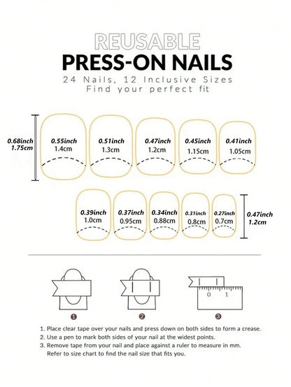 24pcs/set short square fake nails for women cute bride heart white french tips faux ongles y2k press on false nail supplies