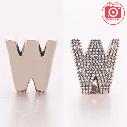 Silver 925 26 Letter A-Z Alphabet Charm Fine Beads Fit Original Charms Silver Bracelet DIY Fine Jewelry for Women Gifts Making