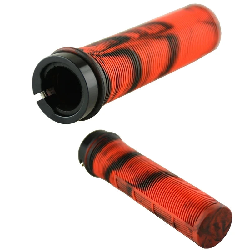 TPR Bicycle Grips Integrated Bicycle Handlebar Grips Aluminum Alloy Lock on Bicycle Handles Non-slip MTB Cuffs Bike Part
