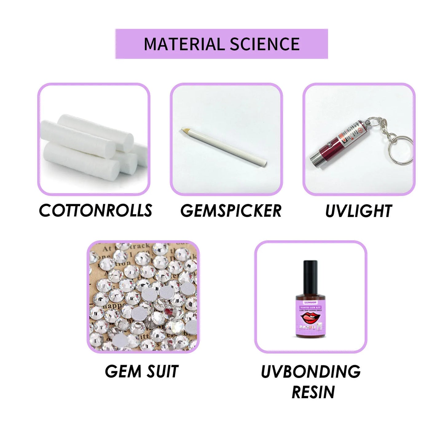 Tooth Jewelry Kit DIY Teeth Gems Kit With Glues & Light Teeth Clear Precious Stone Jewelry Decoration Glittering Tooth Gem Kit